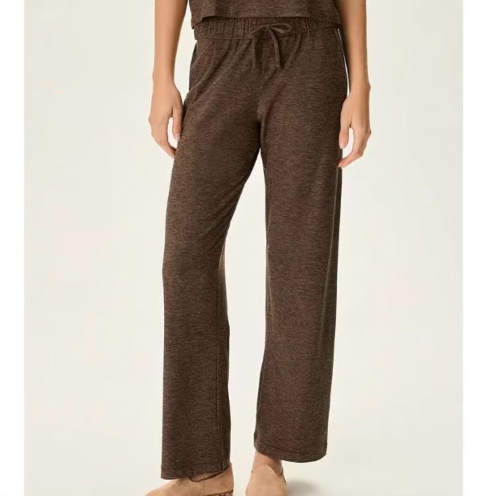 Outdoor Voices CloudKnit Wide Leg Pant in Chocolate Brown Heather Small